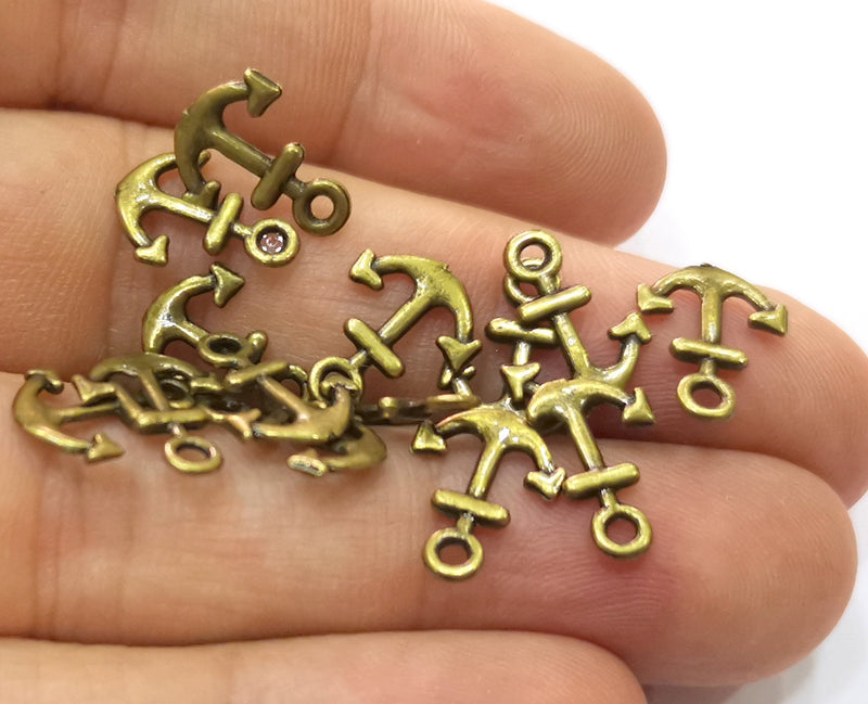 20 Anchor Charms Antique Bronze Plated Charms (13x10mm) G19279