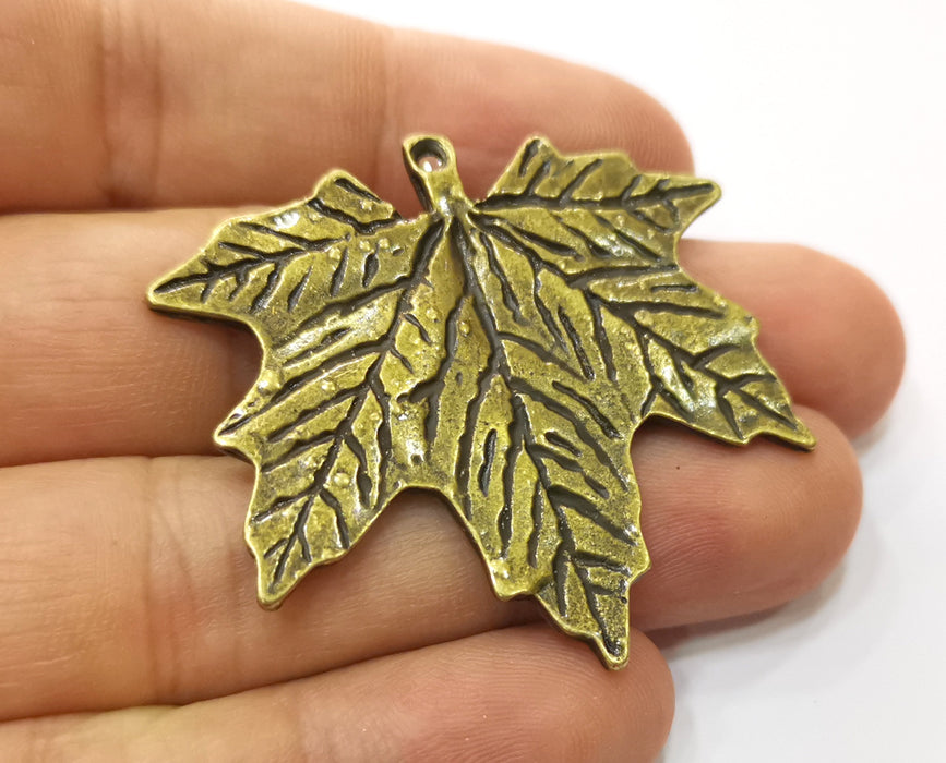 2 Leaf Charms Antique Bronze Plated Charms (43x46mm) G19287