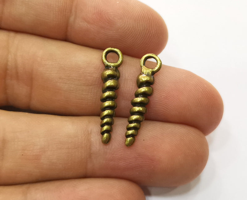 20 Twisted Spike Charms Antique Bronze Plated Charms (25x5mm) G19289