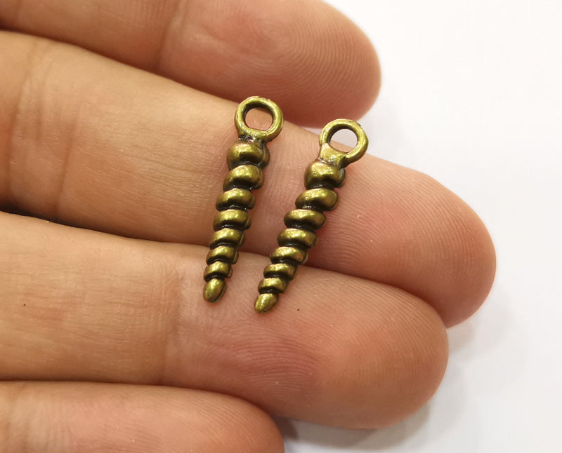 20 Twisted Spike Charms Antique Bronze Plated Charms (25x5mm) G19289