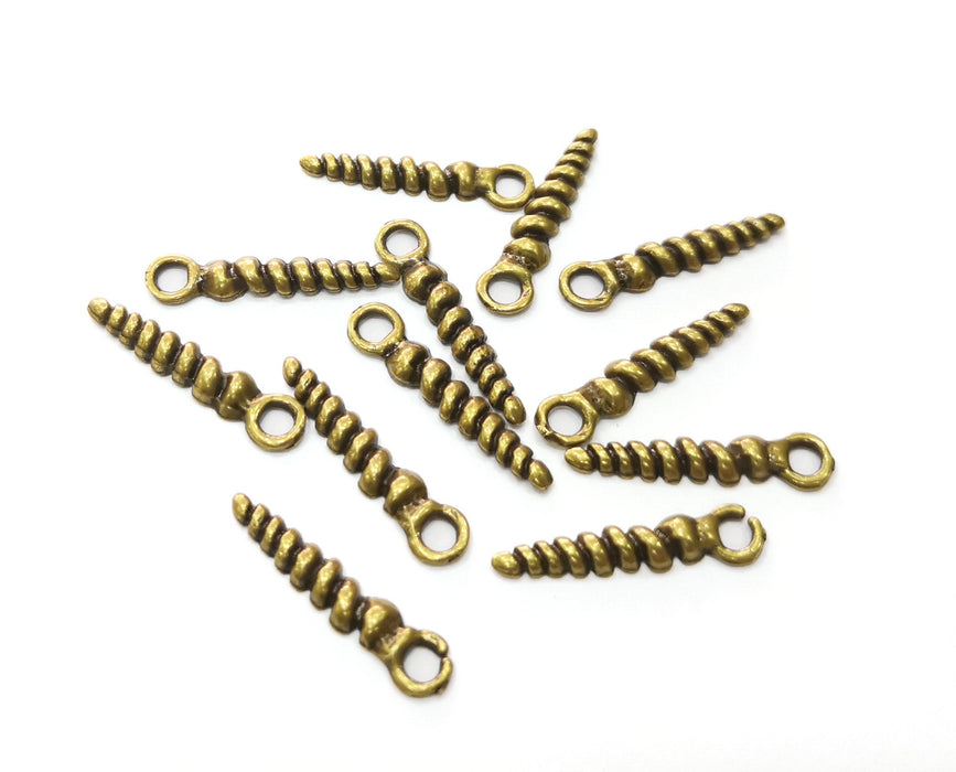 20 Twisted Spike Charms Antique Bronze Plated Charms (25x5mm) G19289