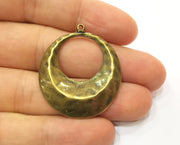 2 Hammered Charms Antique Bronze Plated Charms (39x33mm)  G19294