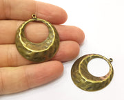 2 Hammered Charms Antique Bronze Plated Charms (39x33mm)  G19294