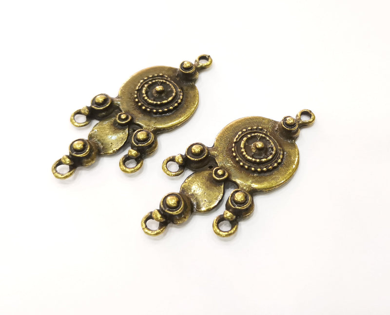 2 Antique Bronze Charm Connector Antique Bronze Plated Charm (54x26mm) G19296