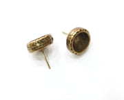 Earring Blank Backs Hammered Antique Bronze Resin Base inlay Blank Cabochon Mountings Antique Bronze (10mm Round blanks) 1 pair G19302