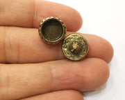 Earring Blank Backs Hammered Antique Bronze Resin Base inlay Blank Cabochon Mountings Antique Bronze (10mm Round blanks) 1 pair G19302