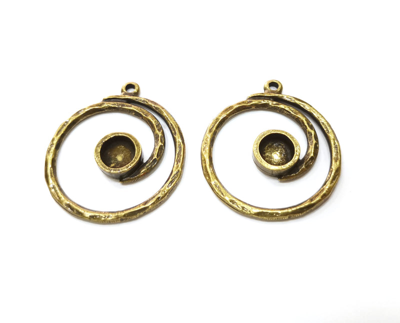 2 Antique Bronze Charm Setting Antique Bronze Plated Charm (41x36mm) G19304