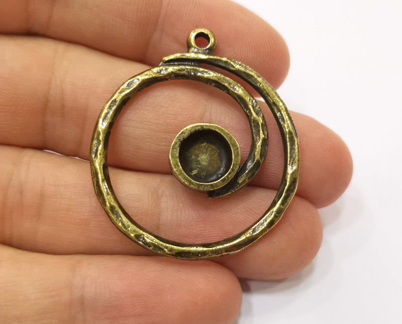 2 Antique Bronze Charm Setting Antique Bronze Plated Charm (41x36mm) G19304