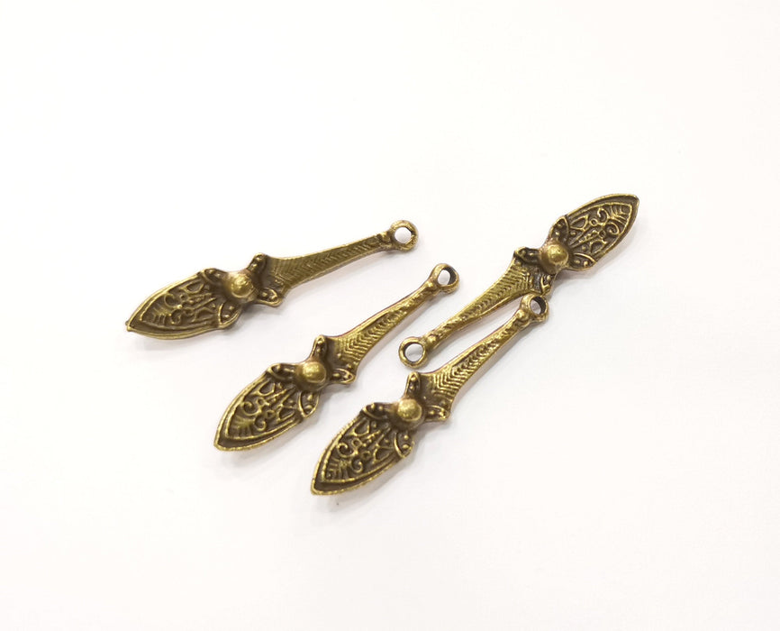 4 Antique Bronze Charms Antique Bronze Plated Charms Double sided (Both Side Same) (36x7mm)  G19305