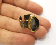 Ring Blank Setting Hammered Ring Base Bezel inlay Ring Backs Glass Cabochon Mounting Adjustable Antique Bronze Plated Ring (18x13mm ) G19311