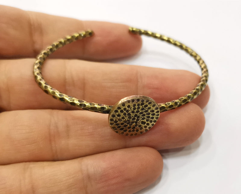 Bracelet Blank Cuff Bezel Bangle Blank Glass Cabochon Base Bezel Hammered Bracelet Adjustable Antique Bronze Bracelet (18mm ) G19321