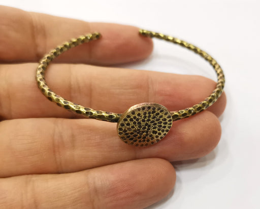 Bracelet Blank Cuff Bezel Bangle Blank Glass Cabochon Base Bezel Hammered Bracelet Adjustable Antique Bronze Bracelet (18mm ) G19321