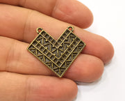 4 Antique Bronze Charm Connector Antique Bronze Plated Charm (33x30mm) G19327