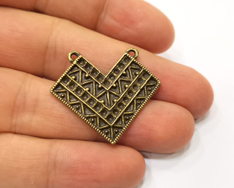4 Antique Bronze Charm Connector Antique Bronze Plated Charm (33x30mm) G19327
