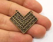4 Antique Bronze Charm Connector Antique Bronze Plated Charm (33x30mm) G19327