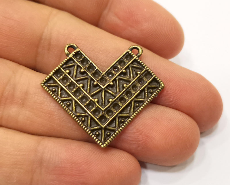 4 Antique Bronze Charm Connector Antique Bronze Plated Charm (33x30mm) G19327