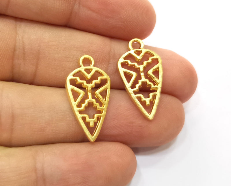 4 Gold Charms Gold Plated Charms (24x13mm)  G18731