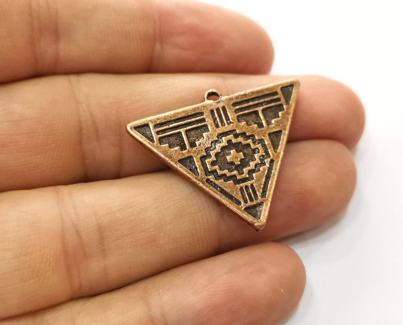 2 Triangle Charms Antique Copper Plated Charms (33x25mm)  G18734
