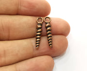 10 Copper Twisted Spike Charms Antique Copper Plated Charms (25x5mm) G18738