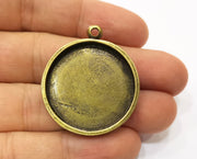 Pendant Blank Antique Bronze Base inlay Blank Resin Bezel Mosaic Mountings Antique Bronze Plated Pendant (30 mm blank )  G19344