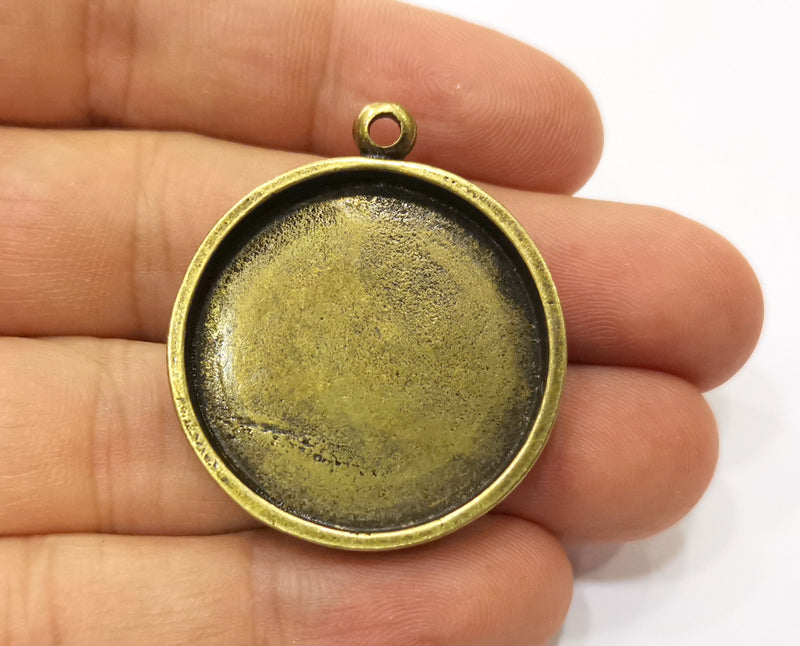 Pendant Blank Antique Bronze Base inlay Blank Resin Bezel Mosaic Mountings Antique Bronze Plated Pendant (30 mm blank )  G19344
