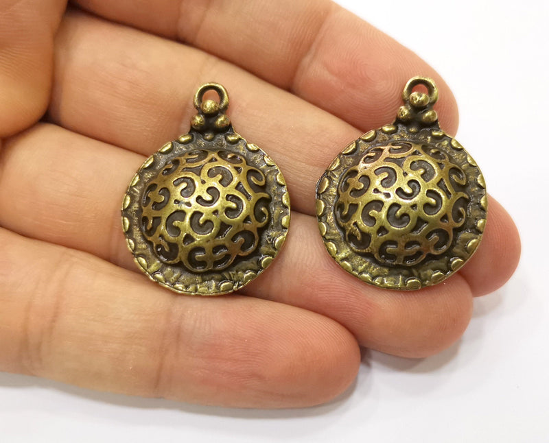 2 Antique Bronze Charms Antique Bronze Plated Charm (33x25mm) G19346