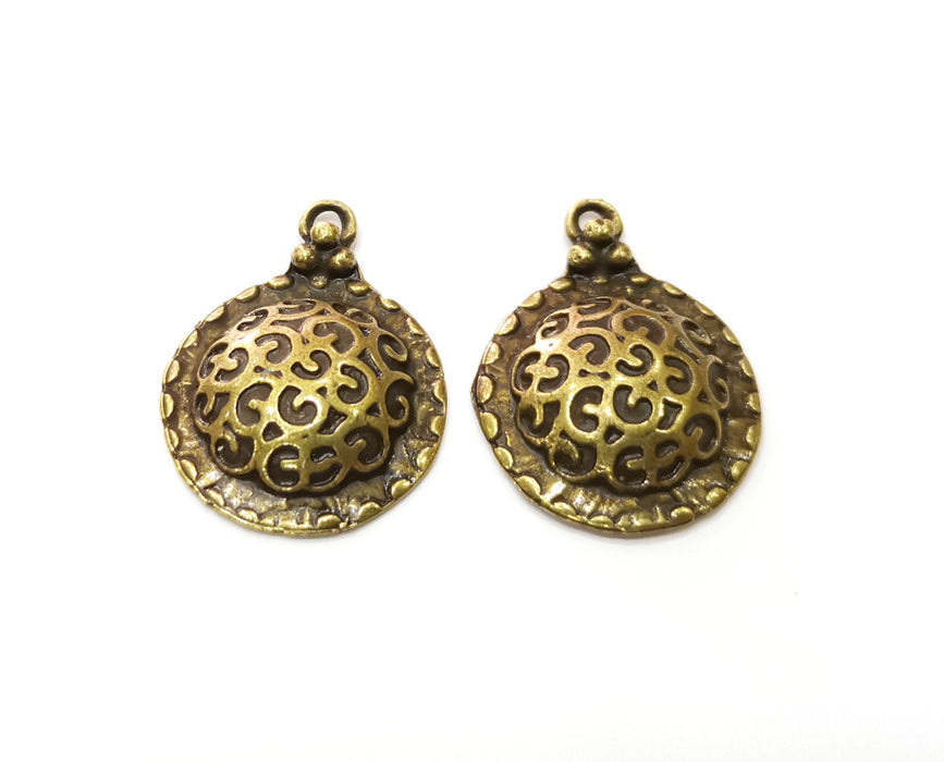 2 Antique Bronze Charms Antique Bronze Plated Charm (33x25mm) G19346