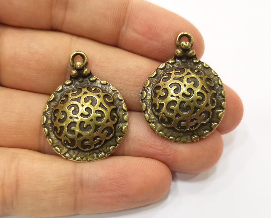 2 Antique Bronze Charms Antique Bronze Plated Charm (33x25mm) G19346