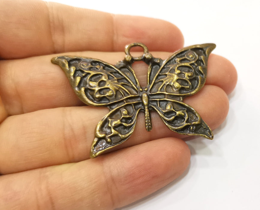 Butterfly Pendant Antique Bronze Plated Pendant (57x37mm) G19351