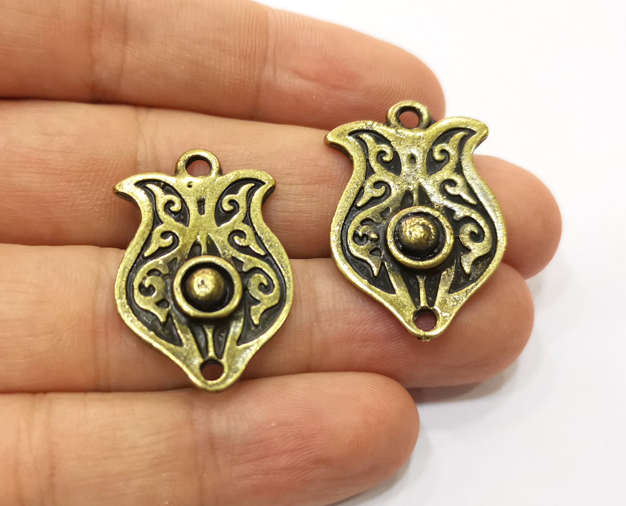 2 Antique Bronze Charms Antique Bronze Plated Charms (32x21mm)  G19352