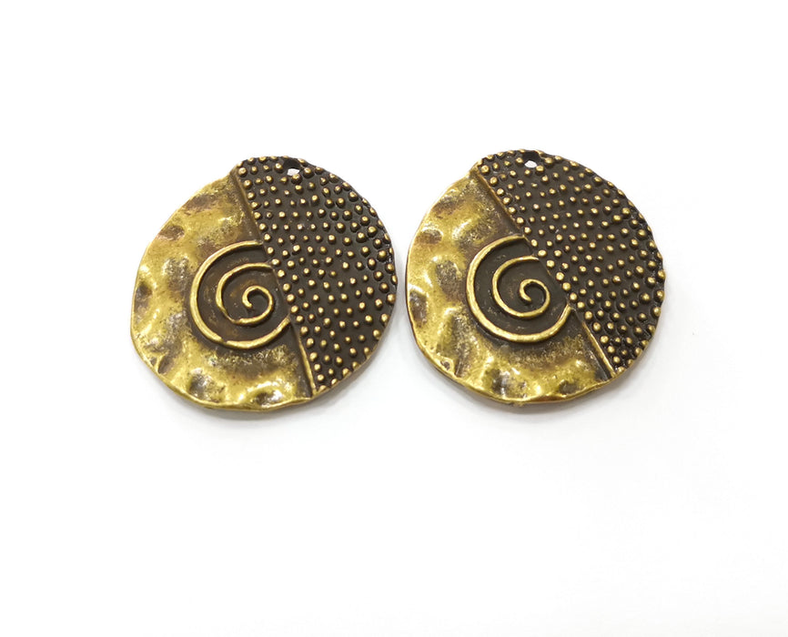 2 Spiral Charms Antique Bronze Plated Charms (26mm) G19353
