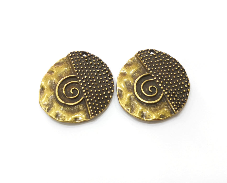 2 Spiral Charms Antique Bronze Plated Charms (26mm) G19353