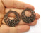 2 Flower Charms Antique Copper Plated Charms (38x34mm)  G18749