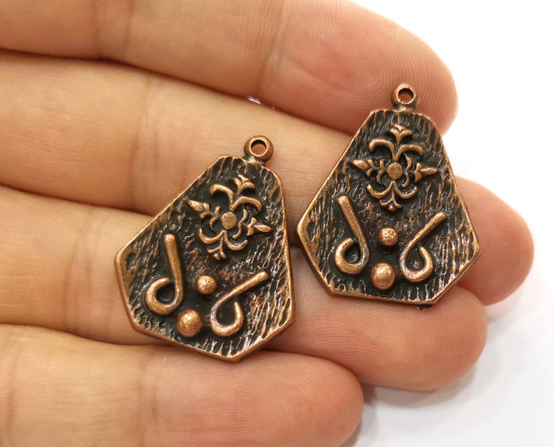 2 Copper Charms Antique Copper Plated Charms (29x24mm)  G18751