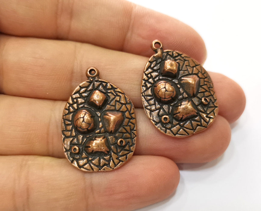 2 Copper Charms Antique Copper Plated Charms (30x22mm)  G18752