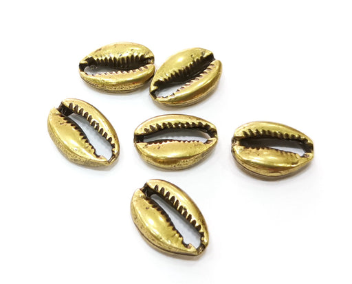 10 Cowrie Shell Charms Bronze Charms Antique Bronze Plated Shell Charms (14x10mm)  G18761