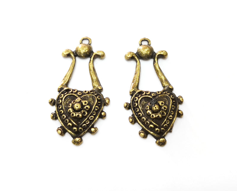 2 Antique Bronze Charm Antique Bronze Plated Charm (43x21mm) G19356
