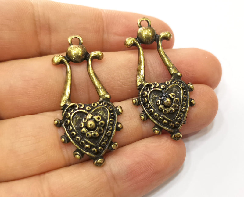 2 Antique Bronze Charm Antique Bronze Plated Charm (43x21mm) G19356