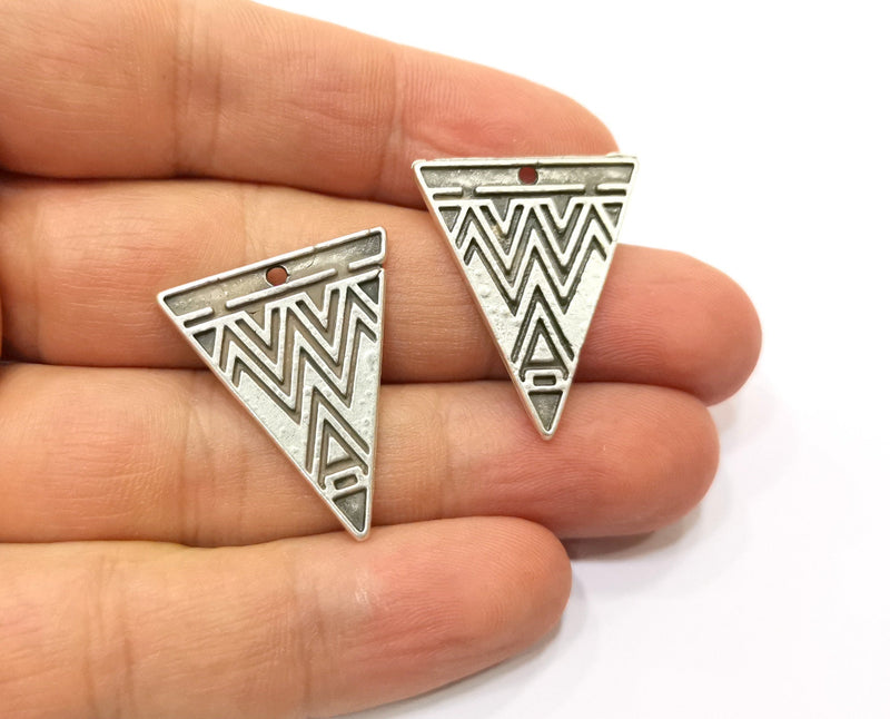 4 Silver Charms Antique Silver Plated Charms (29x24mm)  G19358