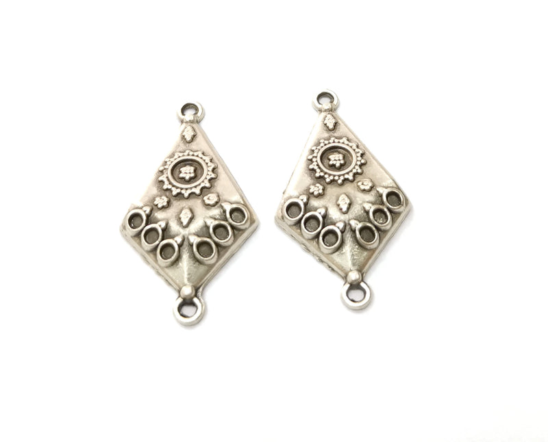 4 Silver Charms Connector Antique Silver Plated Charms (34x19mm)  G19359