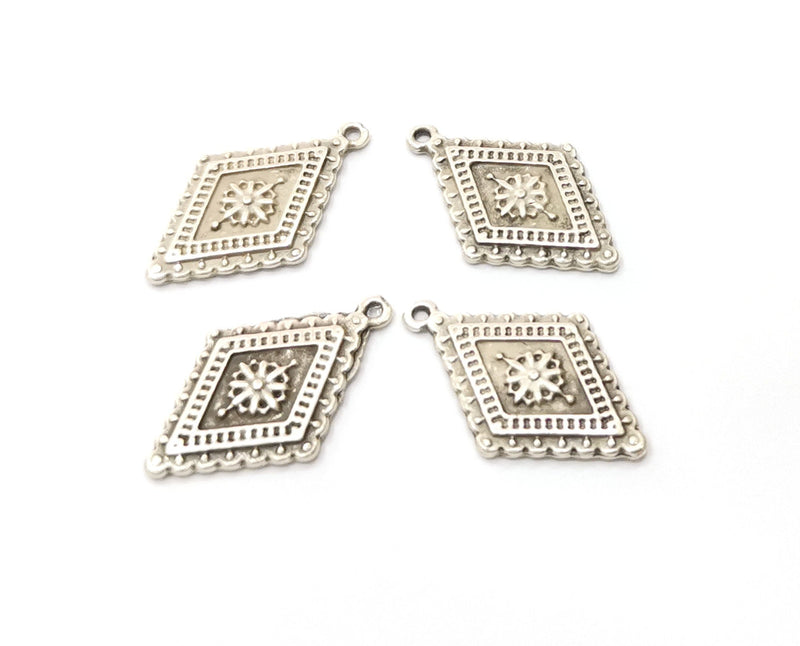 10 Silver Charms Antique Silver Plated Charms (24x15mm)  G19363