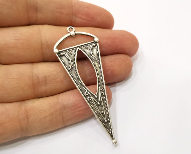 2 Silver Charms Antique Silver Plated Charms (65x25mm)  G19367