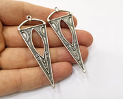 2 Silver Charms Antique Silver Plated Charms (65x25mm)  G19367