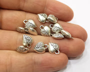 10 Heart Charms Antique Silver Plated Charms (12x9mm)  G19370