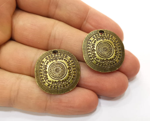 2 Antique Bronze Charms Antique Bronze Plated Charms (26mm)  G18764
