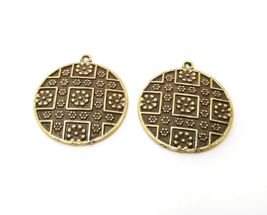 2 Antique Bronze Charms Antique Bronze Plated Charms (32x29mm) G18765