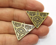 2 Triangle Charms Antique Bronze Plated Charms (33x25mm)  G18766