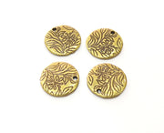 10 Flower Charms Antique Bronze Plated Charms (15mm)  G18777