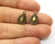 10 Teardrop Charms Antique Bronze Plated Charms (16x10mm)  G18778