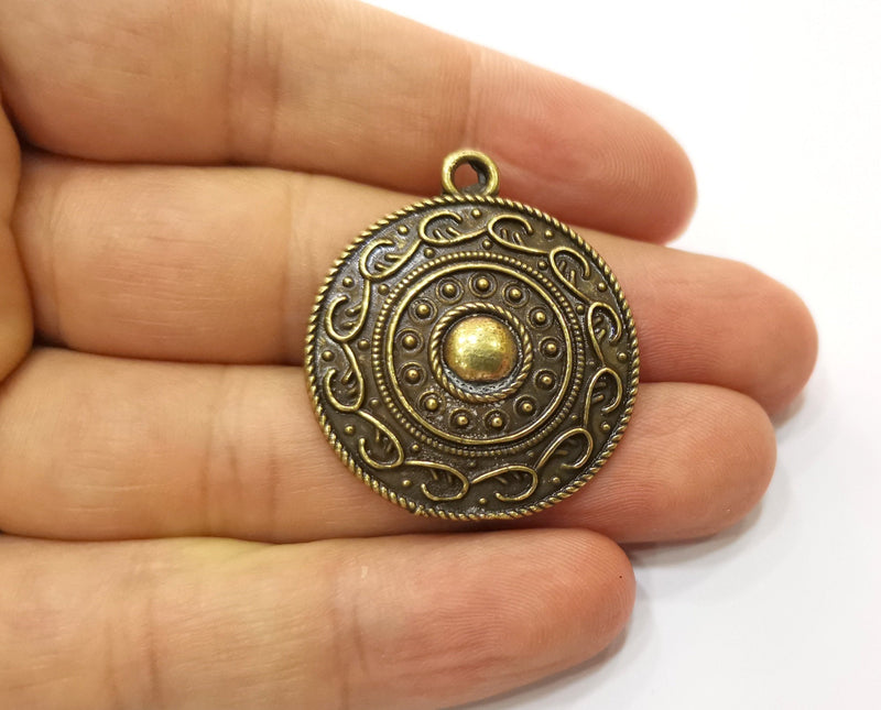 2 Antique Bronze Charms Antique Bronze Plated Charms (37x32mm)  G18780